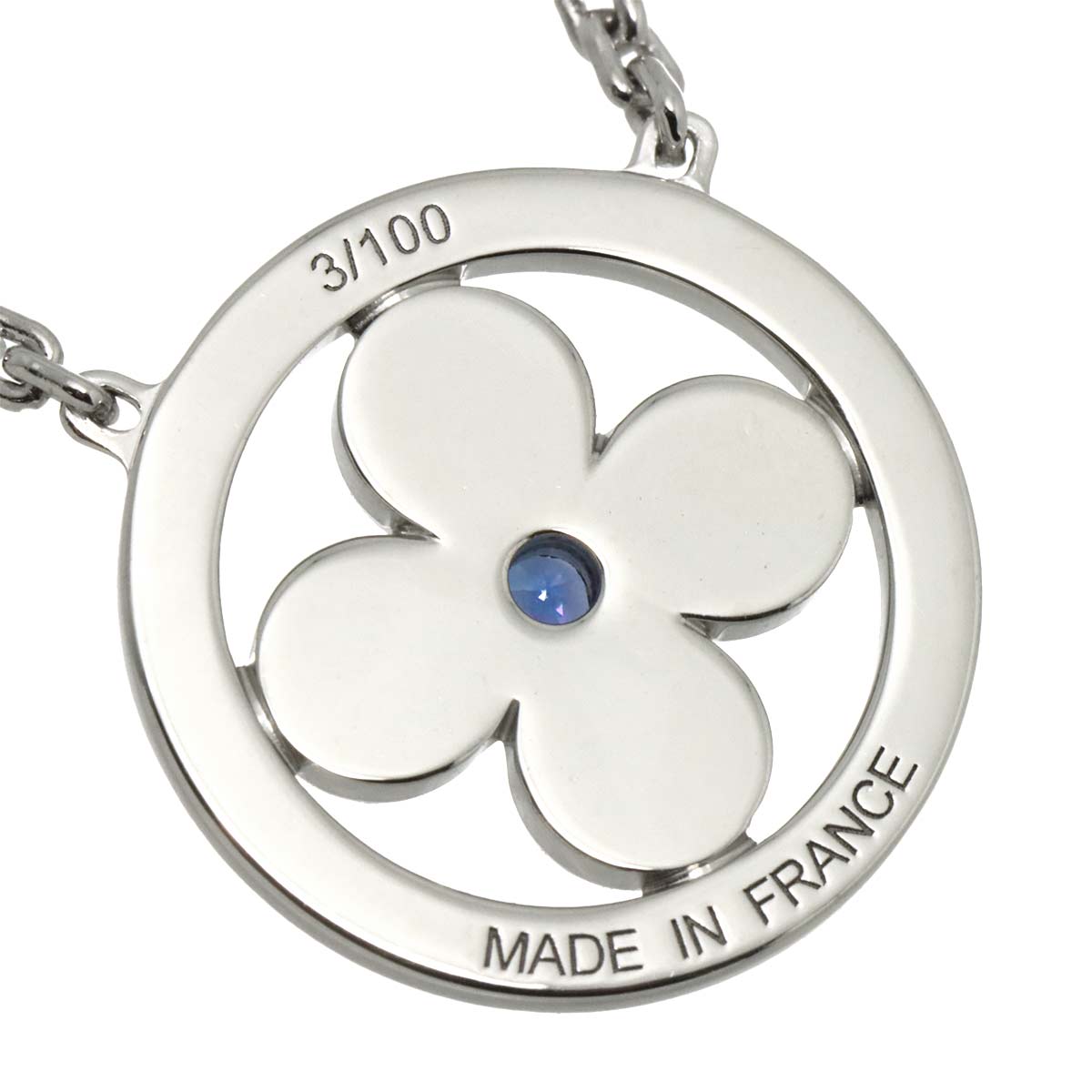 Pendentif Sapphire Diamond Necklace 18K WG 750