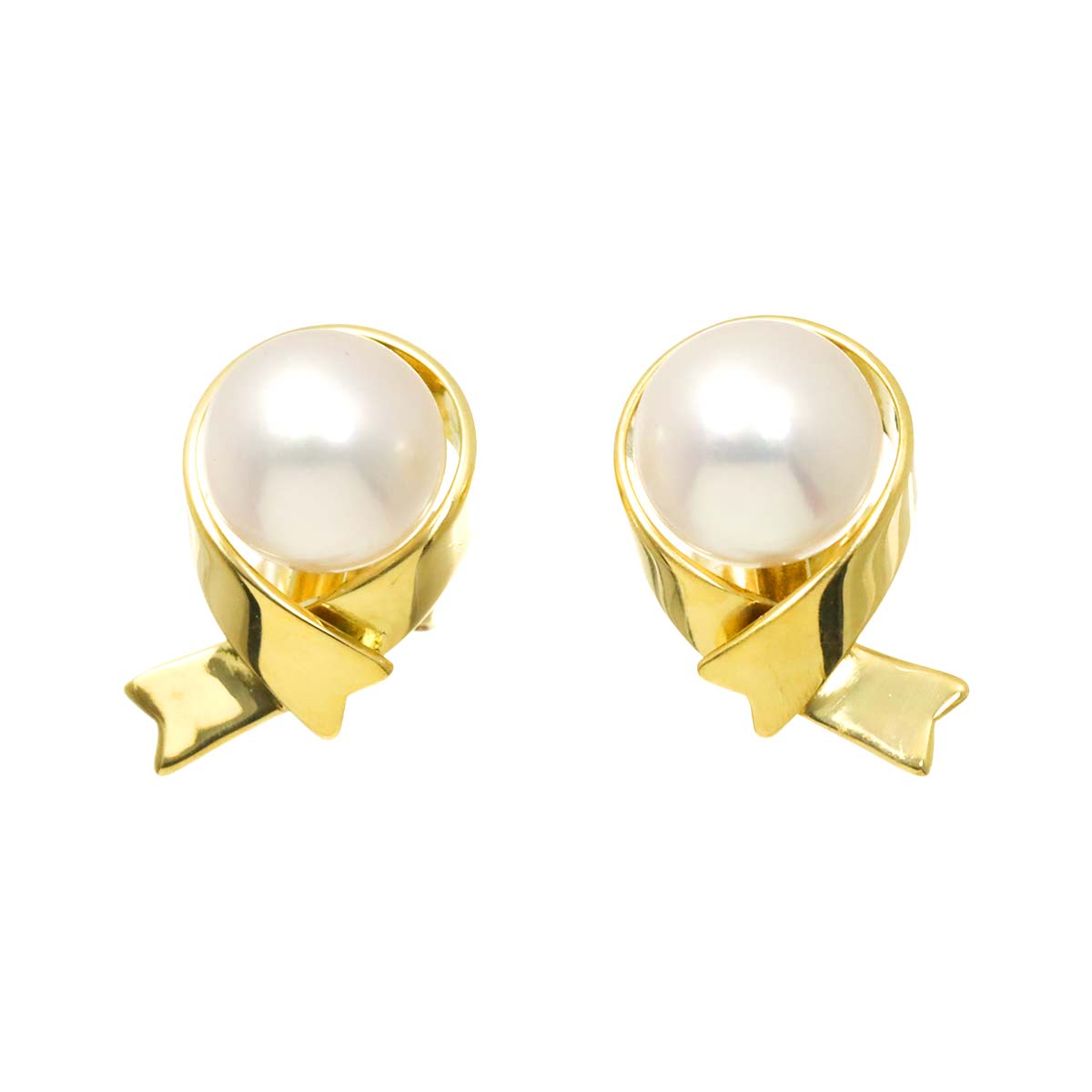 Akoya Pearl 7.0mm Earrings Pierced 18K YG 750