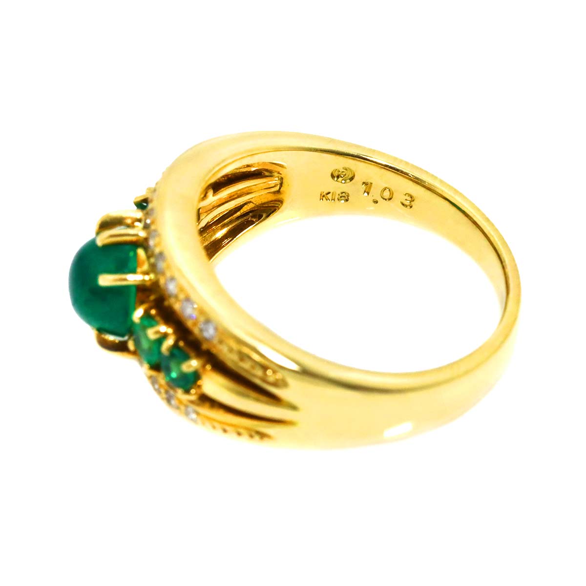 Emerald 1.03ct Diamond 0.14ct Ring 18K YG 750 Size6.75(US)