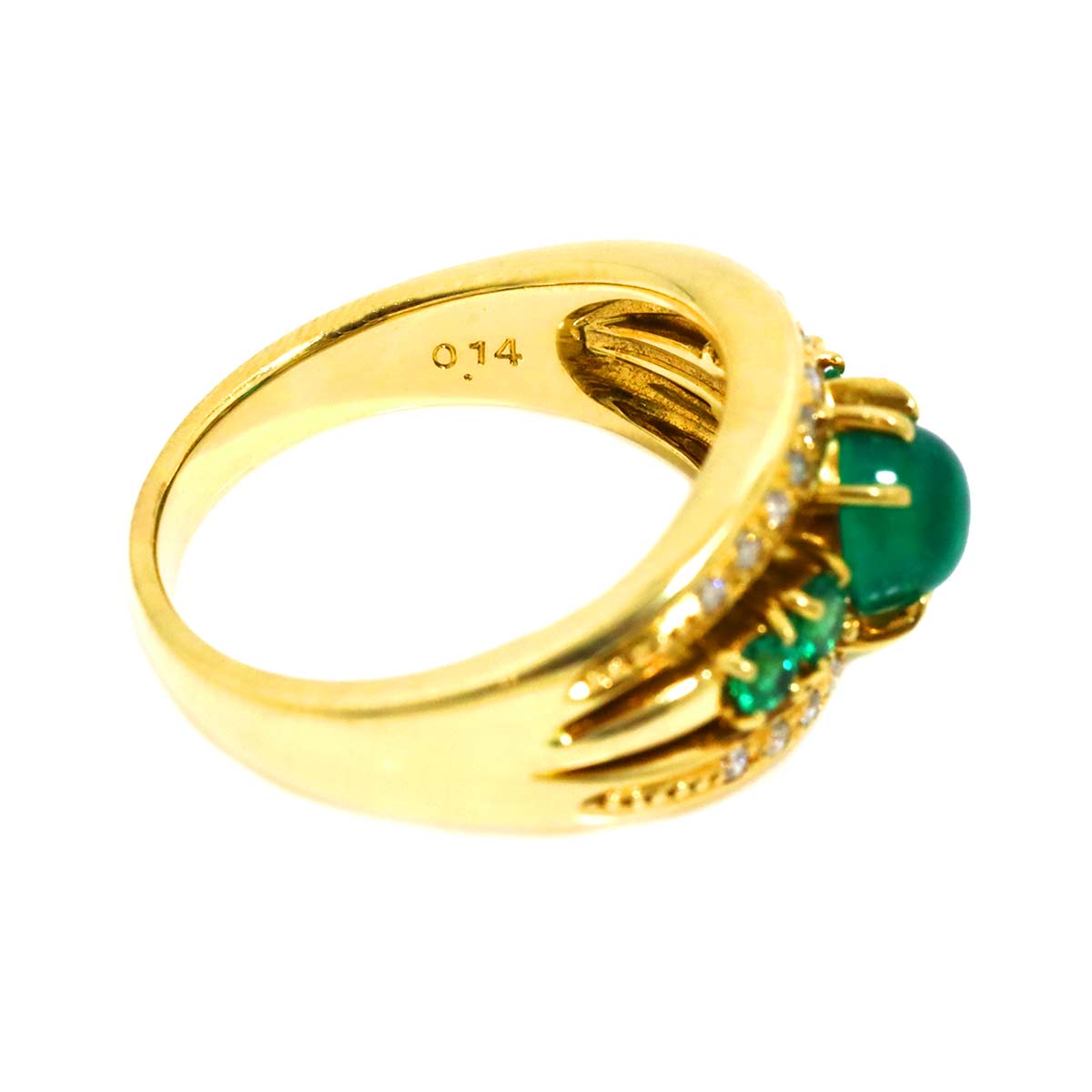 Emerald 1.03ct Diamond 0.14ct Ring 18K YG 750 Size6.75(US)