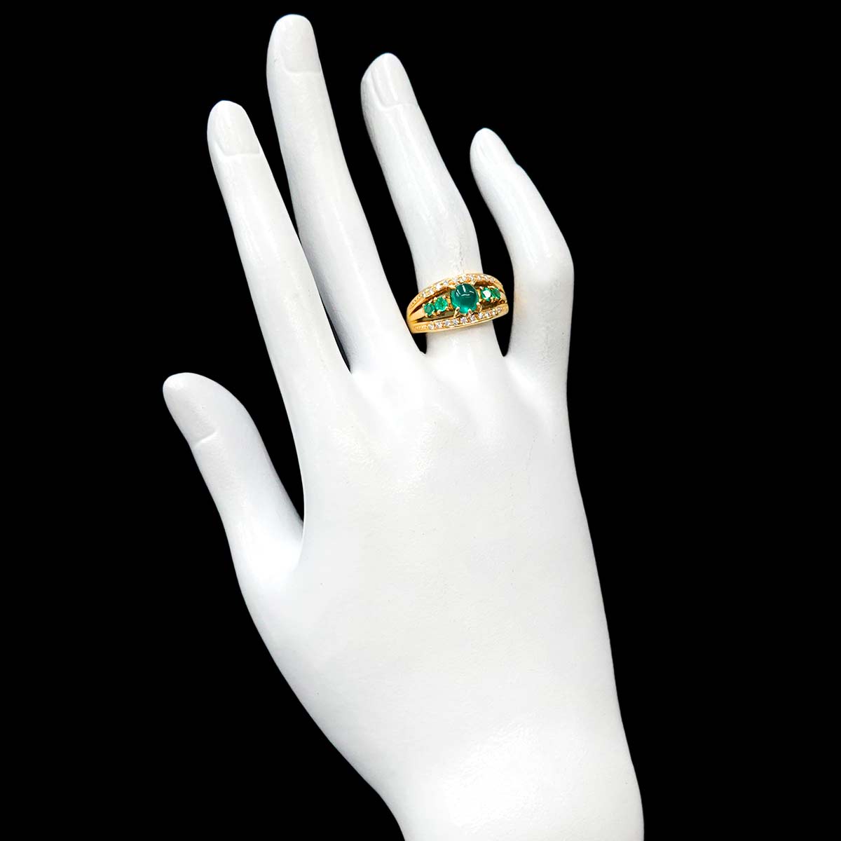 Emerald 1.03ct Diamond 0.14ct Ring 18K YG 750 Size6.75(US)