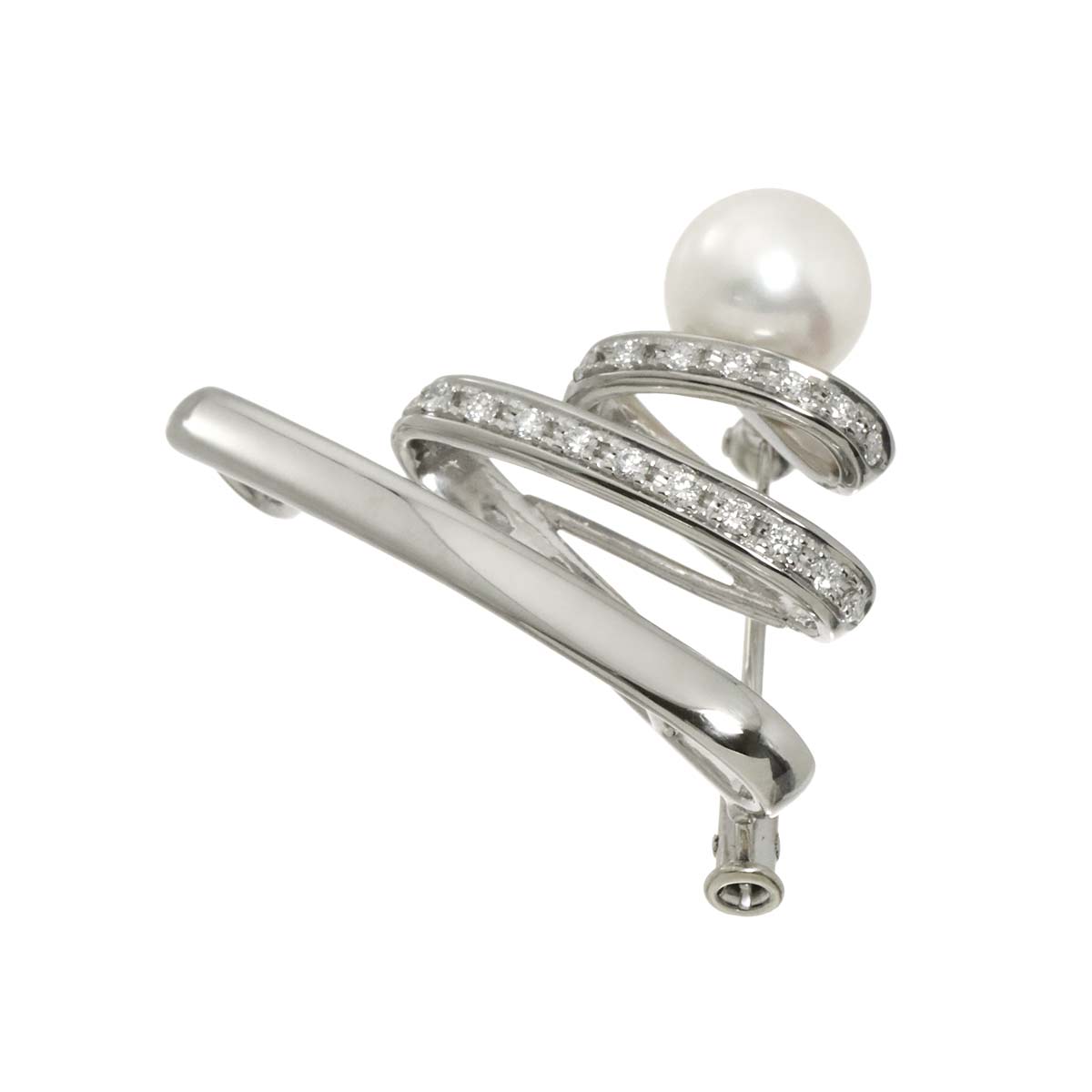 Akoya Pearl 7.9mm Diamond 0.14ct Brooch Pt Platinum