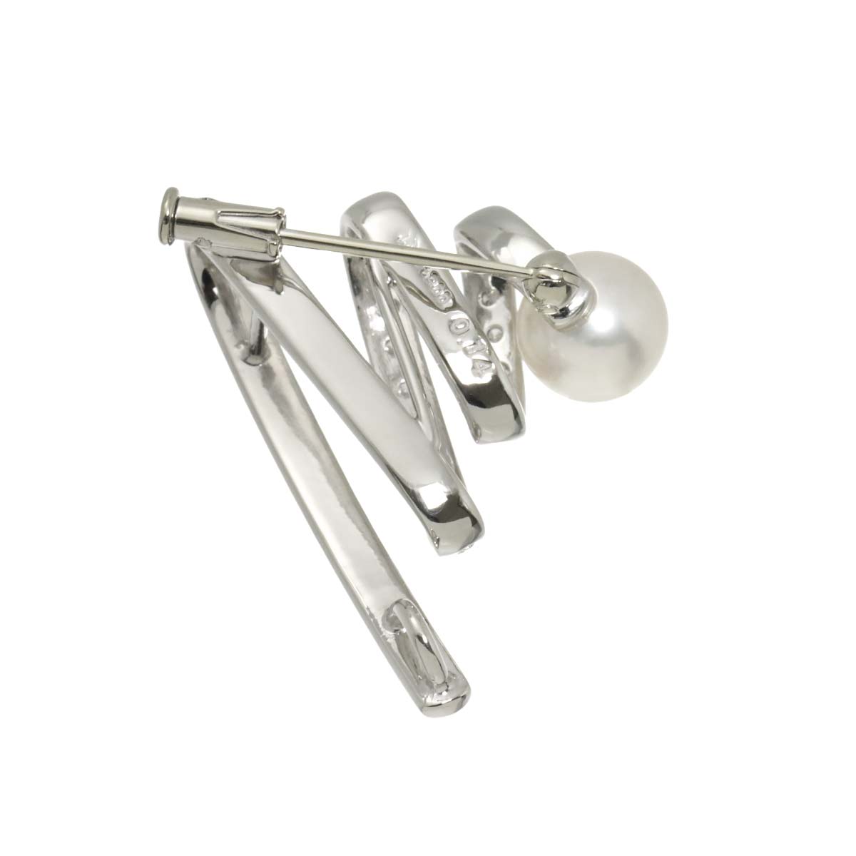 Akoya Pearl 7.9mm Diamond 0.14ct Brooch Pt Platinum