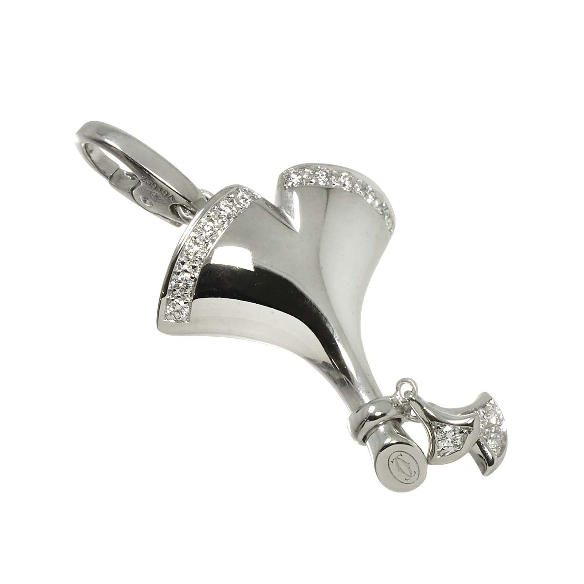 Ginkgo Diamond Charm Pendant 18K White Gold 750