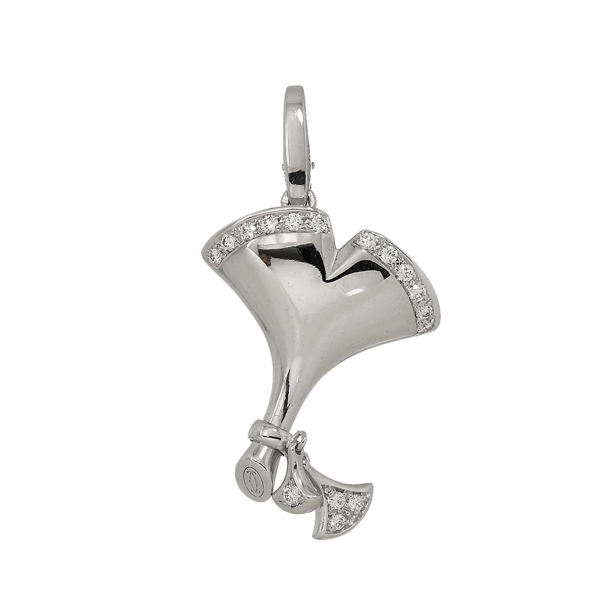 Ginkgo Diamond Charm Pendant 18K White Gold 750