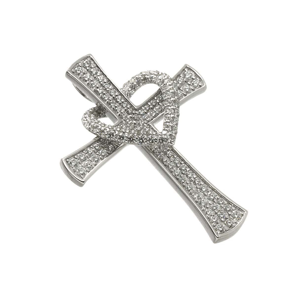 Diamond 0.58ct/0.41ct CrossHeart Pendant 18K White Gold 750