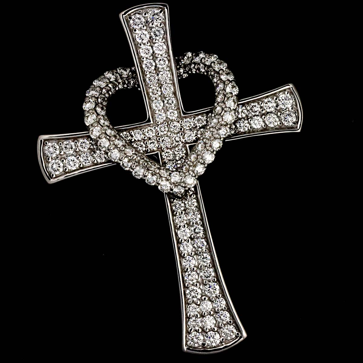Diamond 0.58ct/0.41ct CrossHeart Pendant 18K White Gold 750