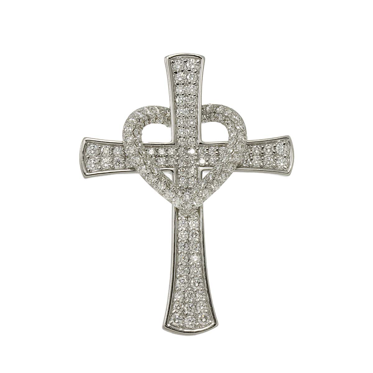 Diamond 0.58ct/0.41ct CrossHeart Pendant 18K White Gold 750