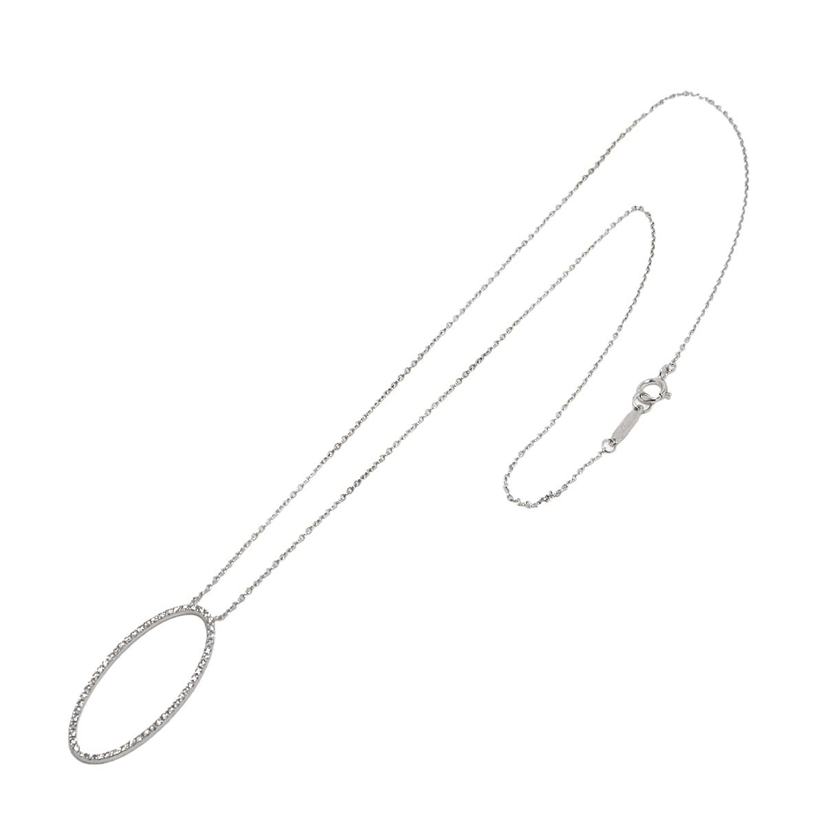 Metro Oval Diamond Necklace 18K White Gold 750