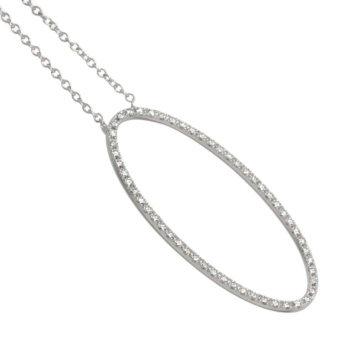 Metro Oval Diamond Necklace 18K White Gold 750