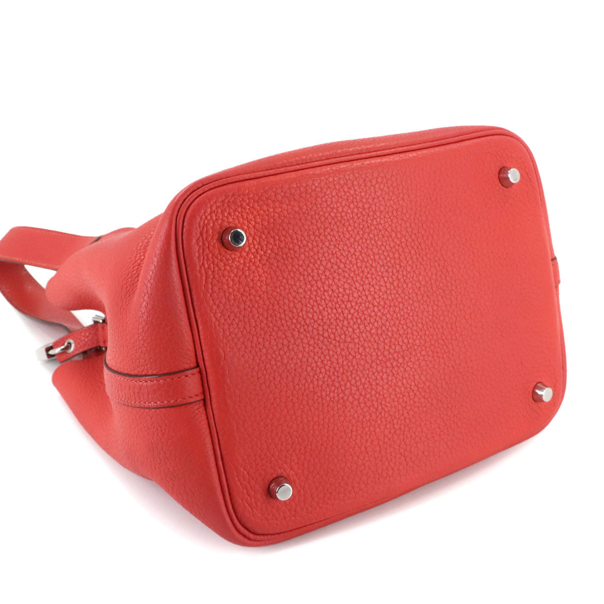 Picotin Lock MM Hand Bag Taurillon Clemence Rouge pivoine