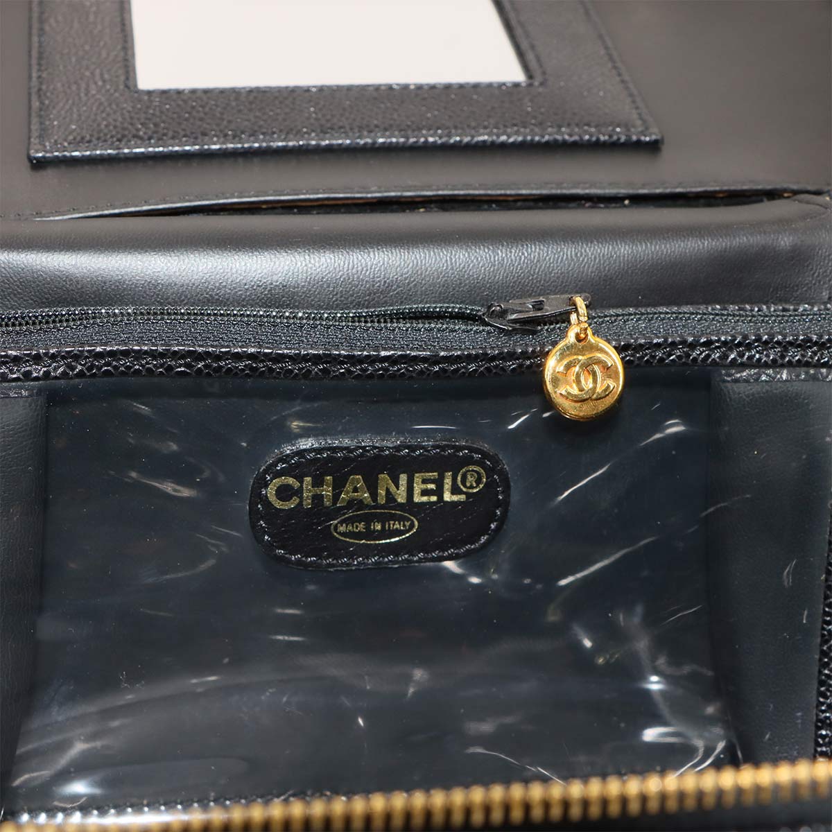 Vanity 2way Hand Bag Leather Black Purse