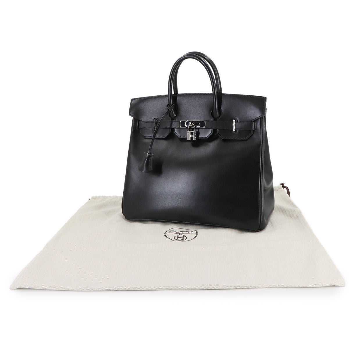 Haut a Courroies 32 Box calf Black Hand Bag Purse