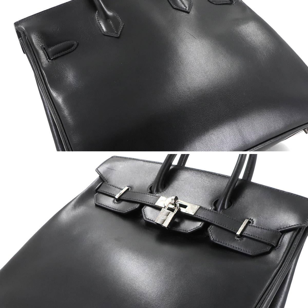 Haut a Courroies 32 Box calf Black Hand Bag Purse