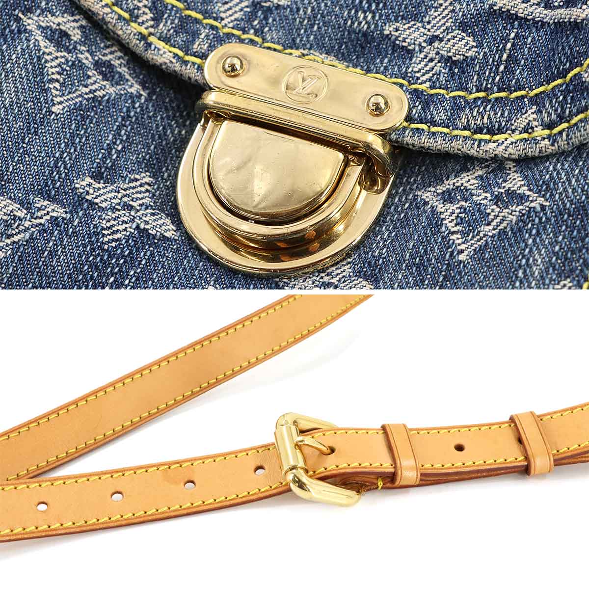 Monogram Denim Camera Bag Shoulder Bag Blue M95348 Purse