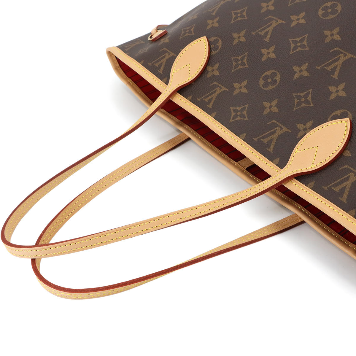 Monogram Neverfull MM Tote Bag Brown Cerise M46987