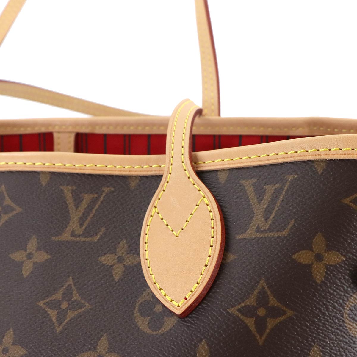 Monogram Neverfull MM Tote Bag Brown Cerise M46987