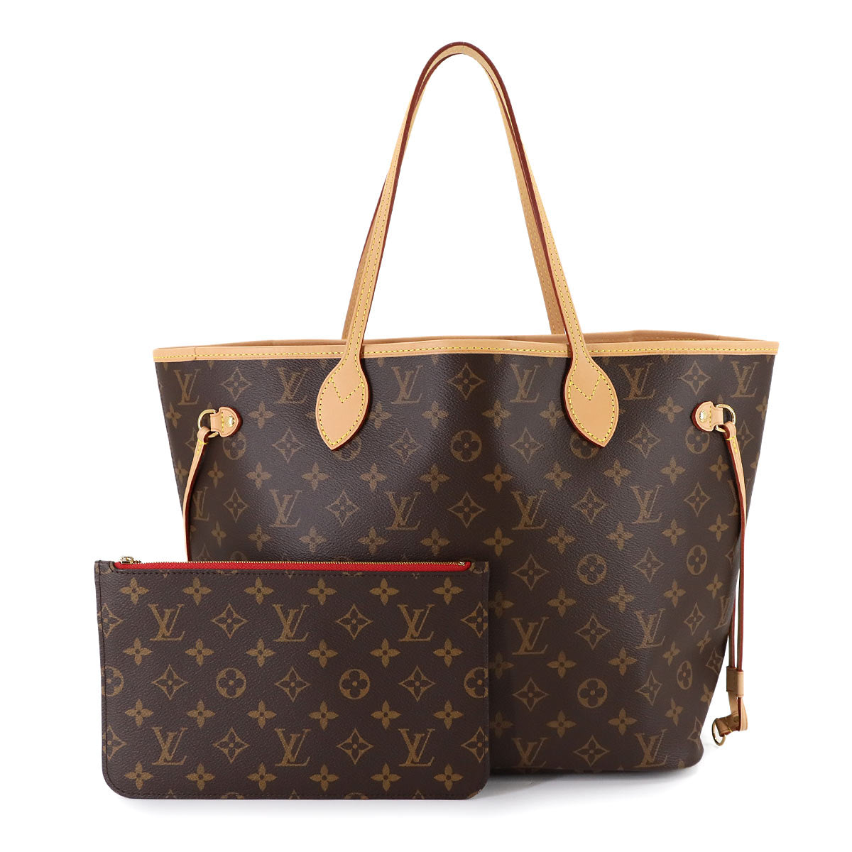 Monogram Neverfull MM Tote Bag Brown Cerise M46987