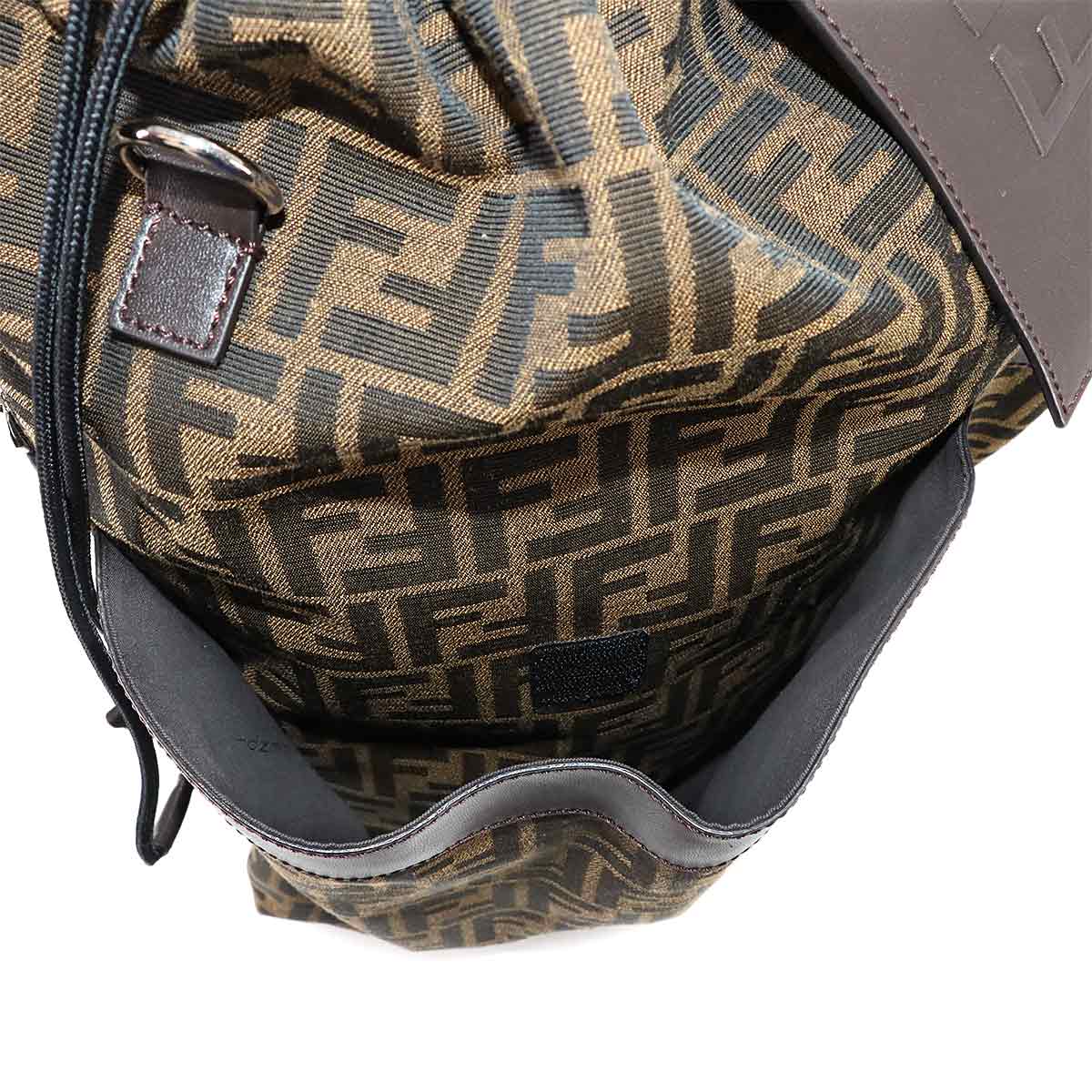 Zucca Backpack Canvas Leather Brown Black 7VZ056 Vintage Purse