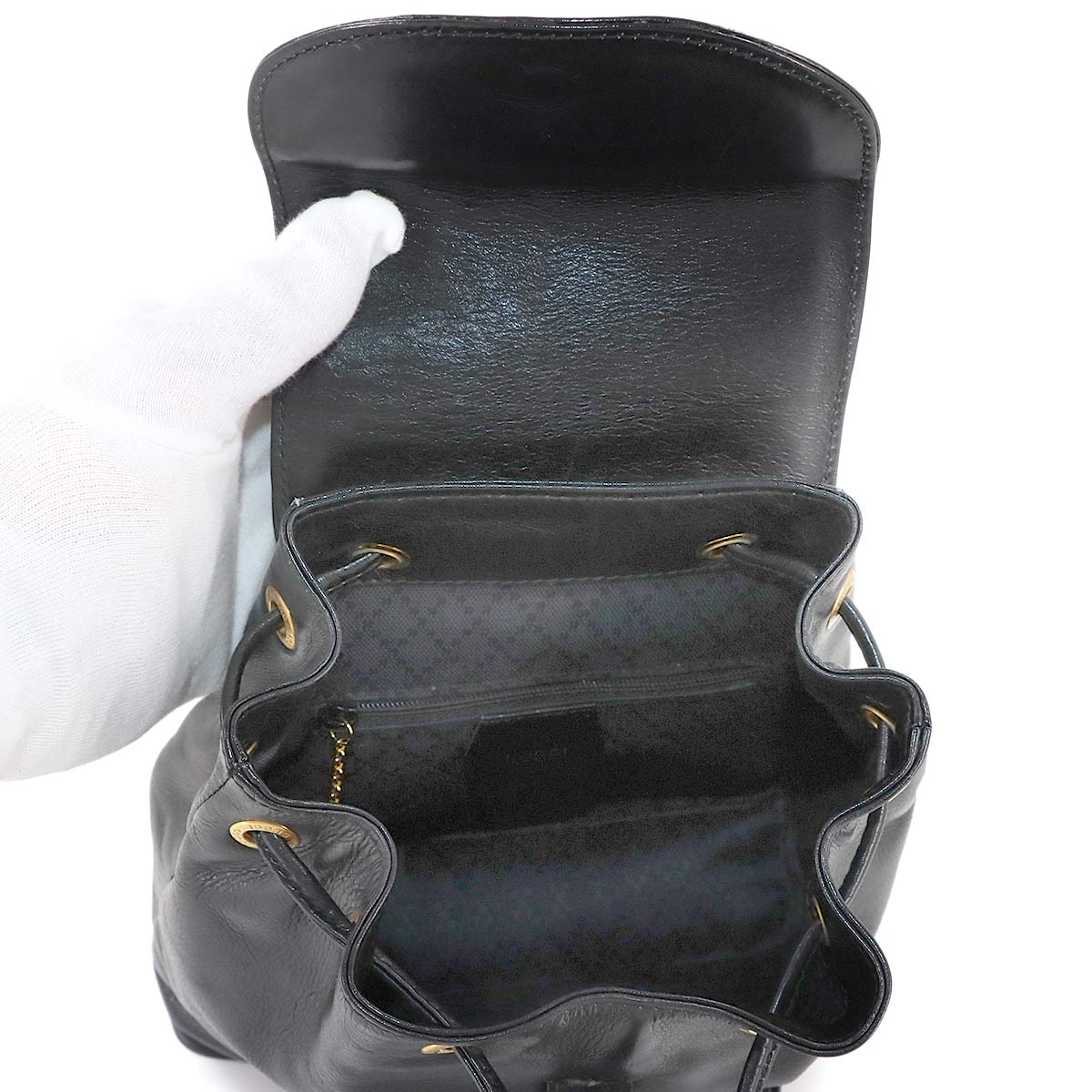 Bamboo Backpack Leather Black 003 2058 0030 Purse