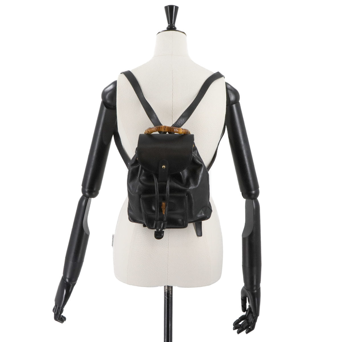 Bamboo Backpack Leather Black 003 2058 0030 Purse