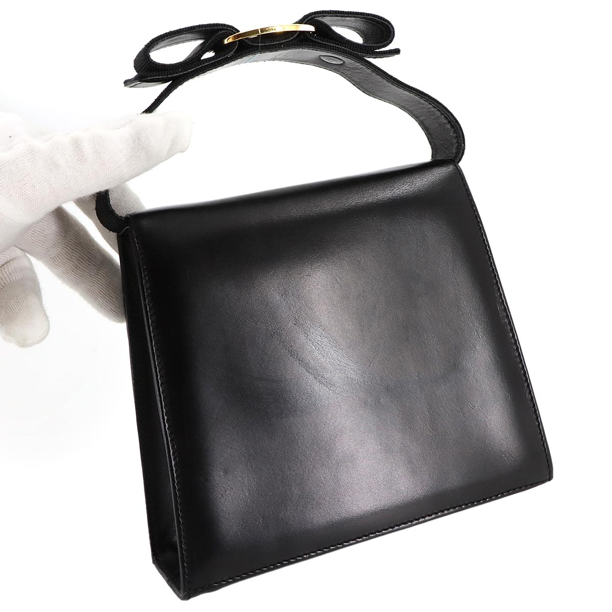 Vara 2way Hand Shoulder Bag Leather Black Purse