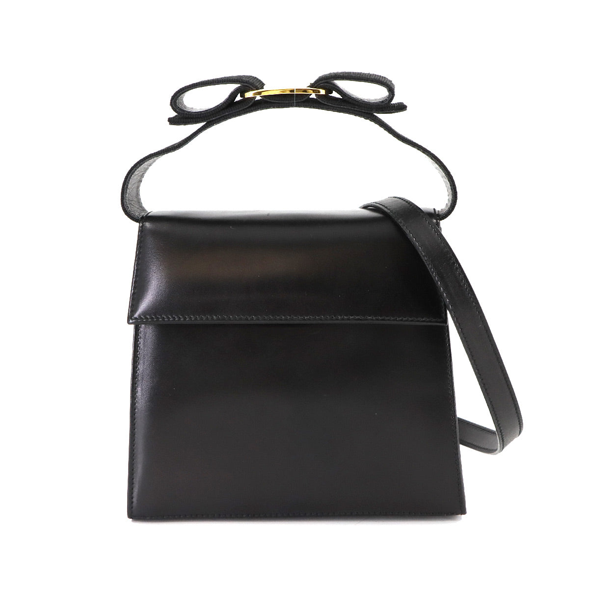 Vara 2way Hand Shoulder Bag Leather Black Purse