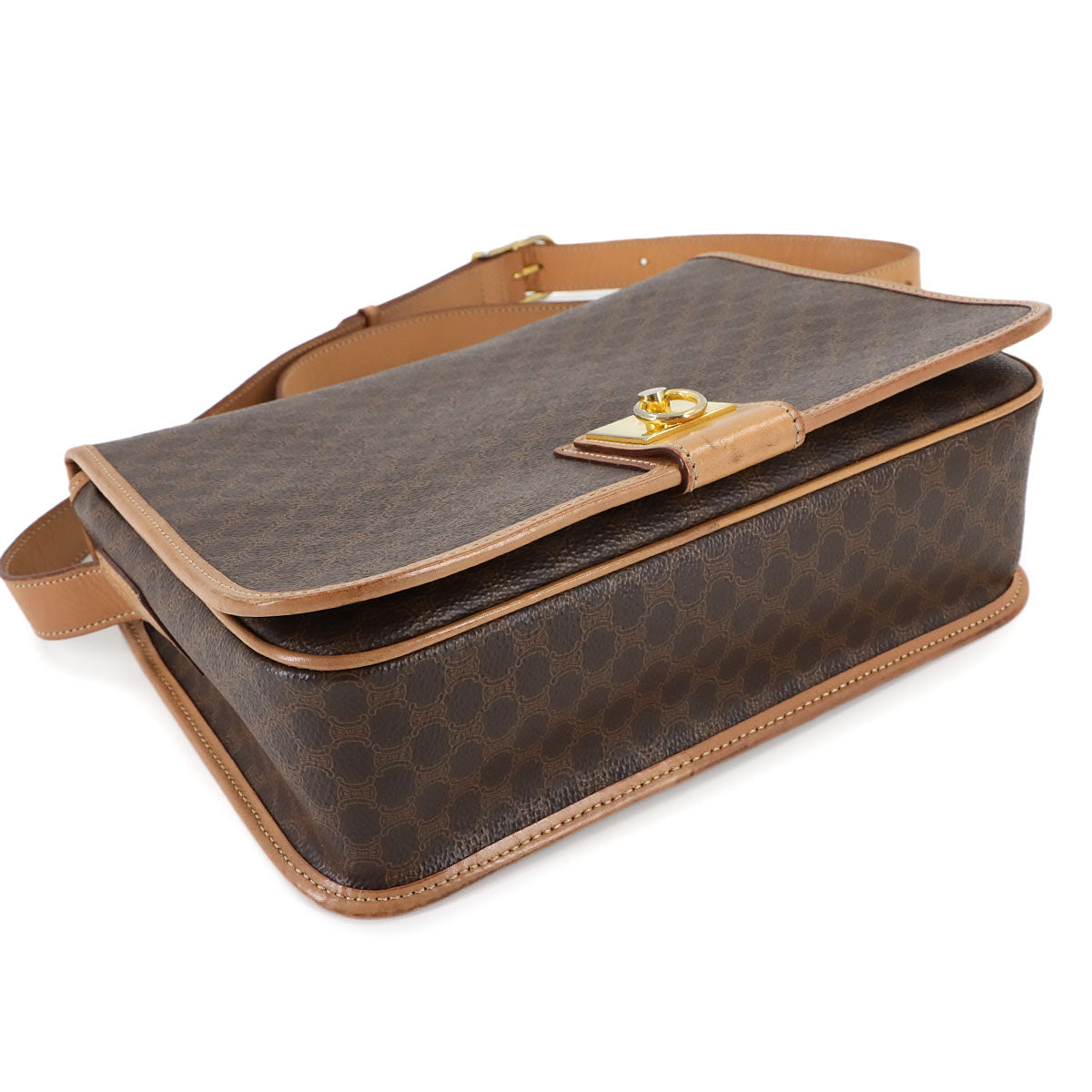 Macadam Shoulder Bag Leather PVC Brown Vintage Purse