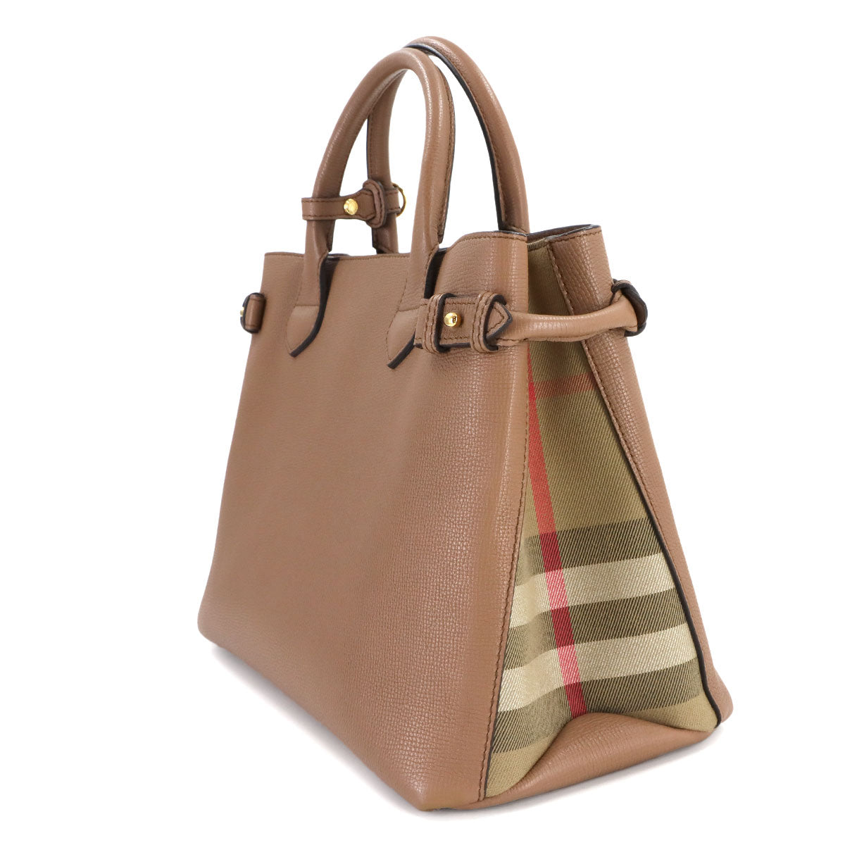 BURBERRY Banner Medium Tote Shoulder Bag Leather Dark sand 3958981