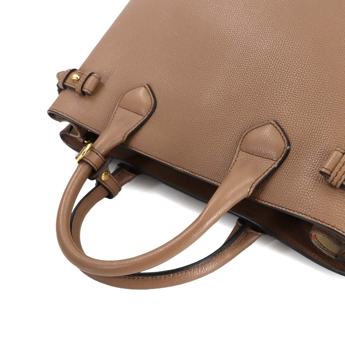 BURBERRY Banner Medium Tote Shoulder Bag Leather Dark sand 3958981