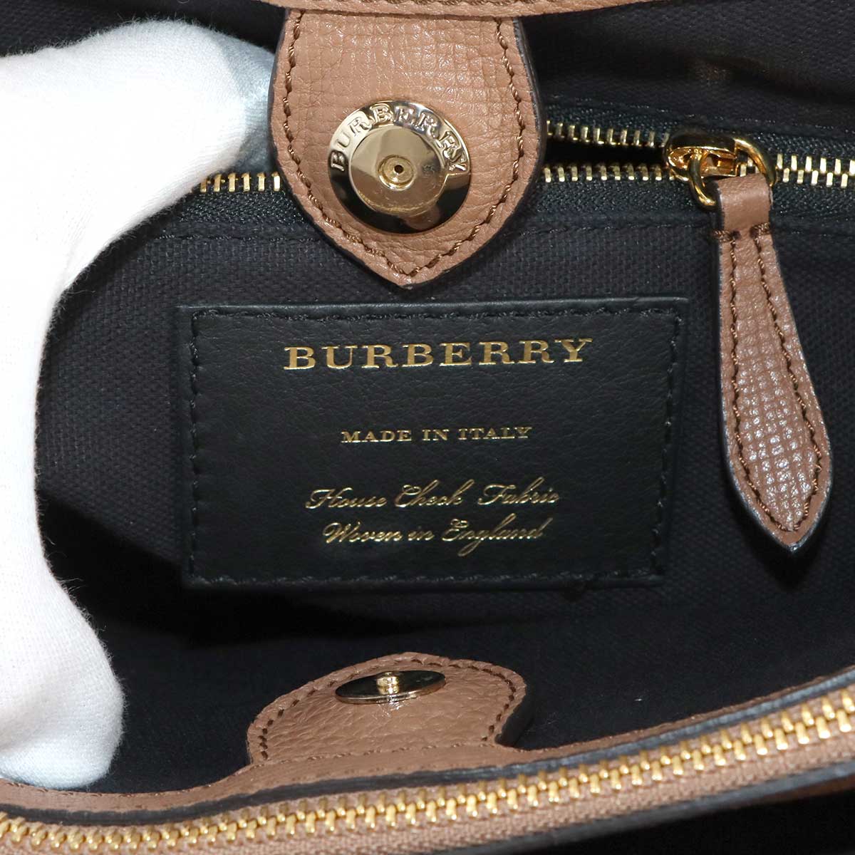 BURBERRY Banner Medium Tote Shoulder Bag Leather Dark sand 3958981