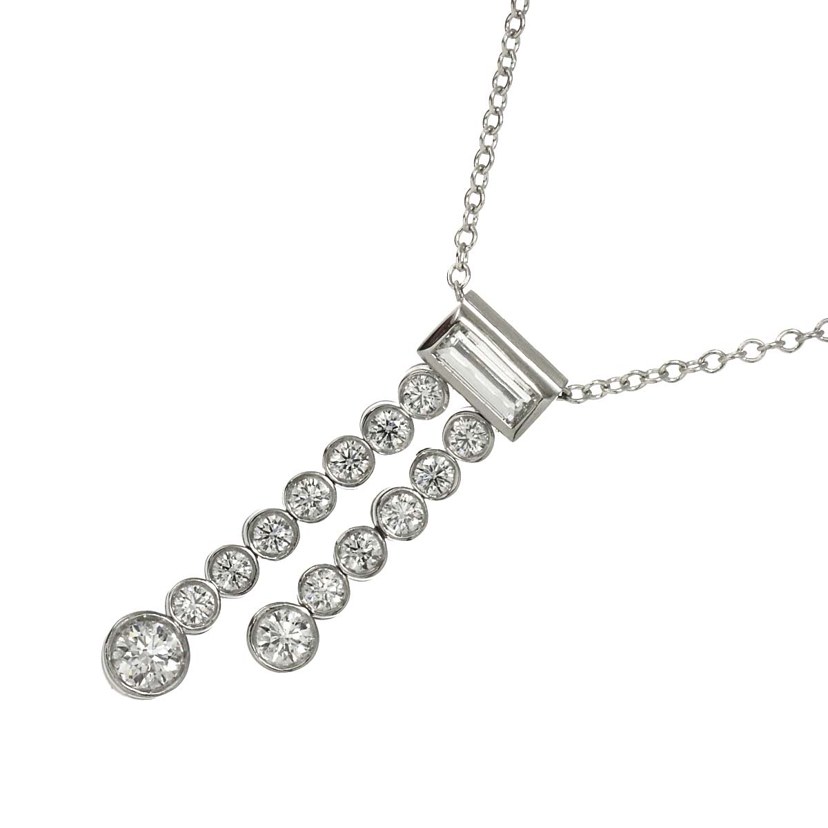 Jazz Double Drop Diamond Necklace Pt Platinum
