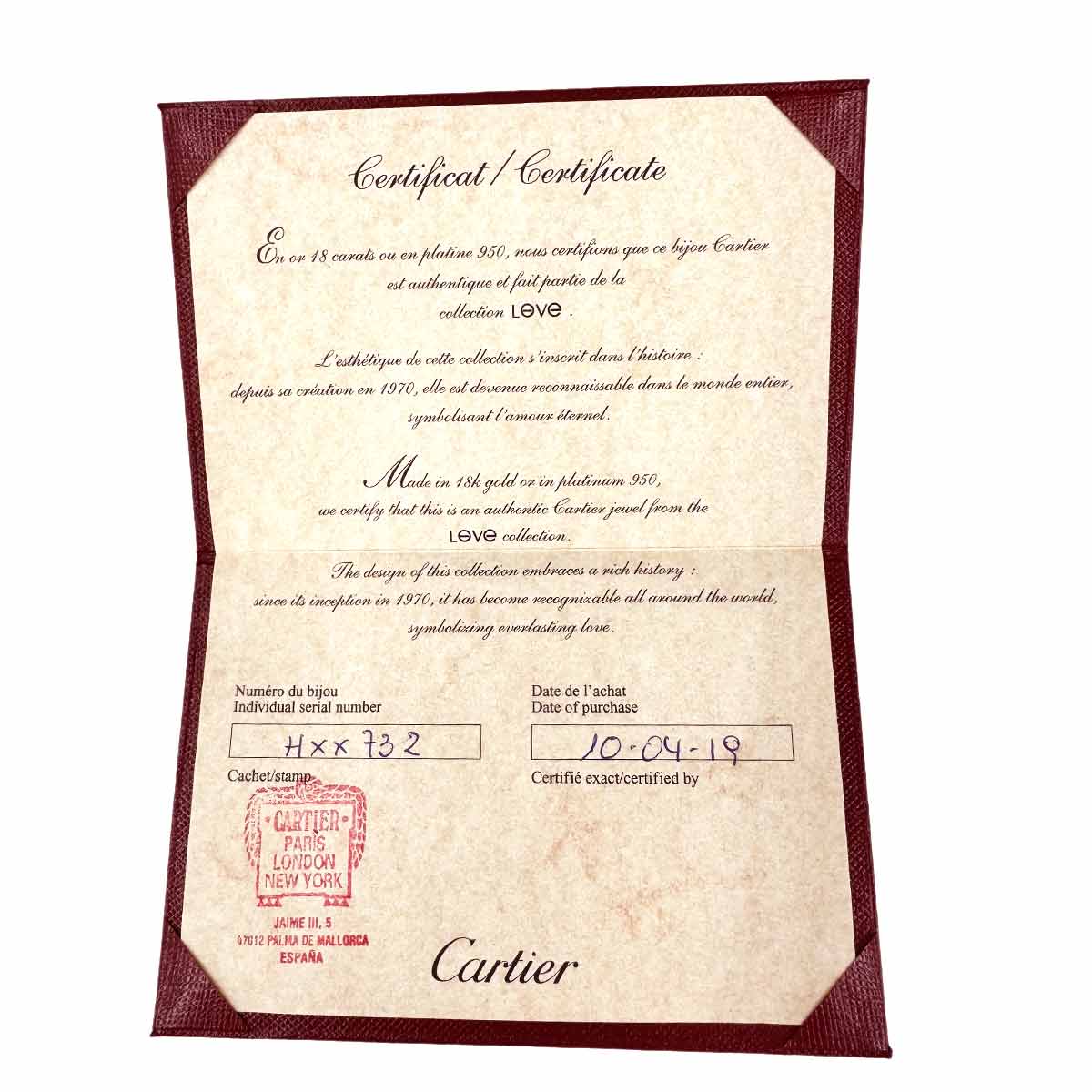 Love Bracelet Bangle 18K WG 750 Size19