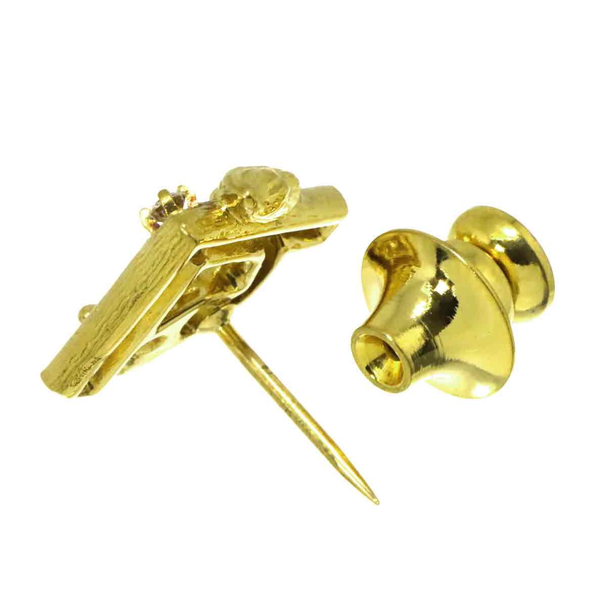 Diamond Pin Brooch 18K YG 750