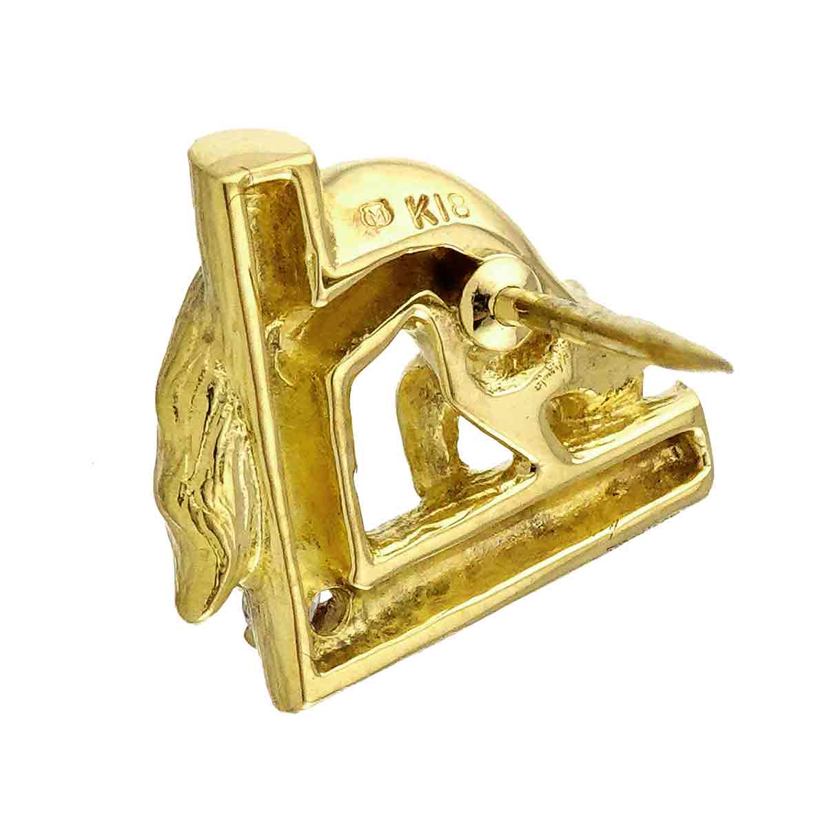 Diamond Pin Brooch 18K YG 750