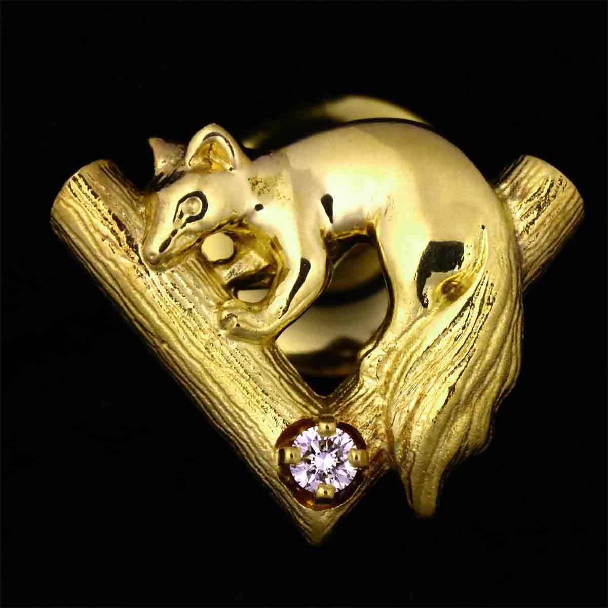 Diamond Pin Brooch 18K YG 750