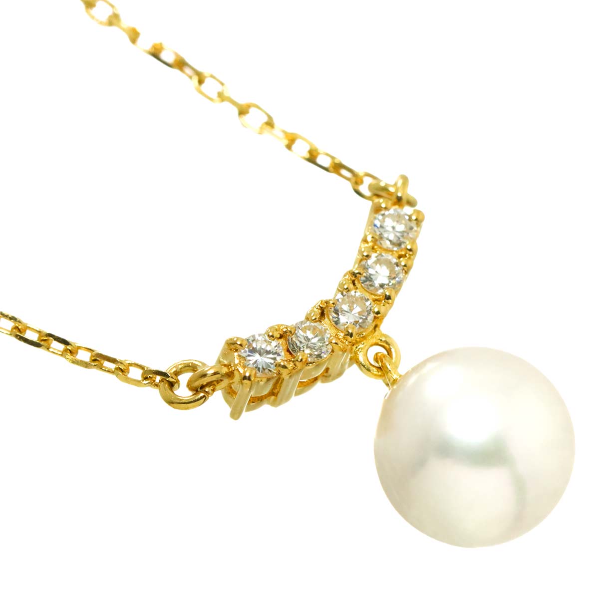 Akoya Pearl 8.3mm Diamond 0.15ct Necklace 18K YG 750