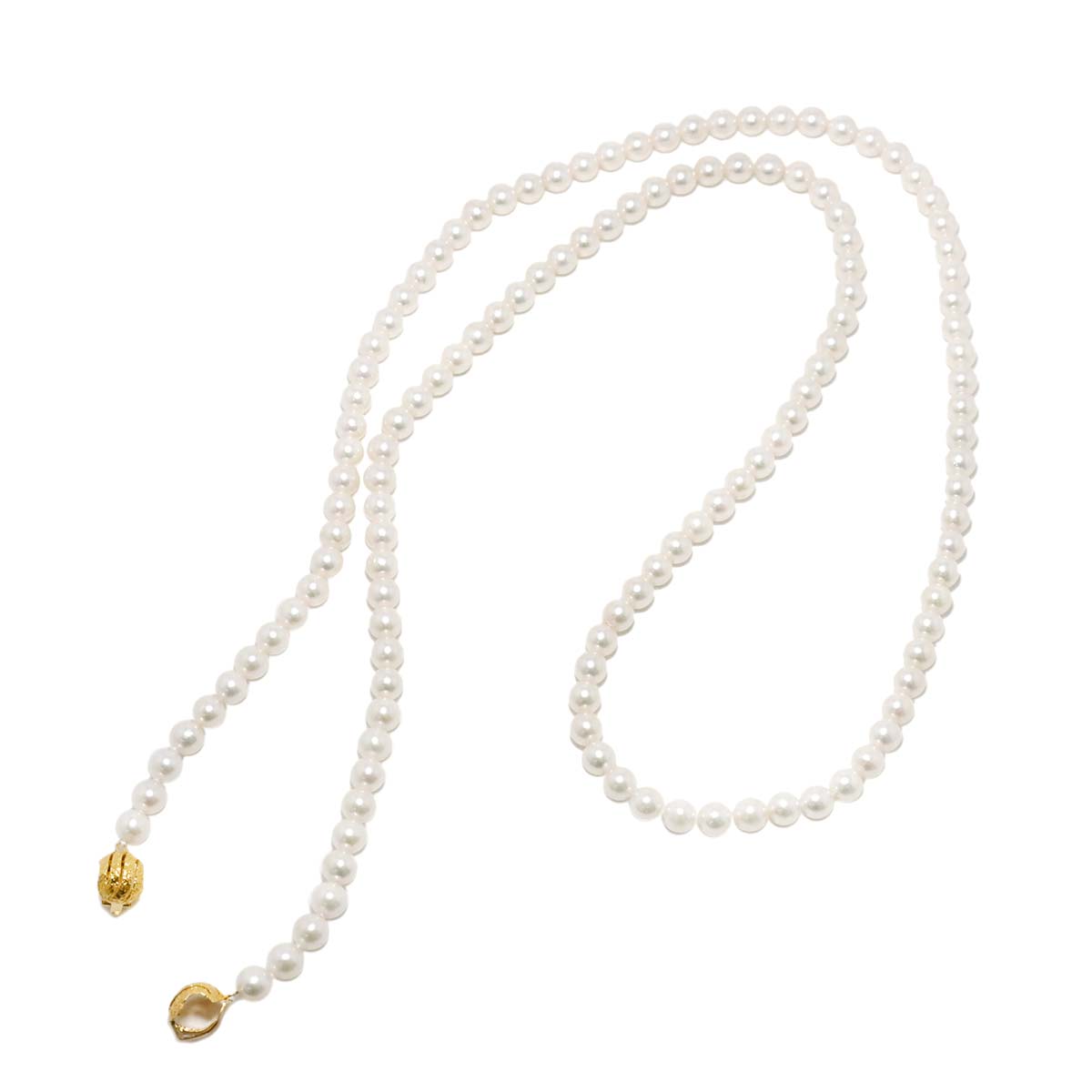 Akoya Pearl 6.3-6.0mm Long Necklace 18K YG 750