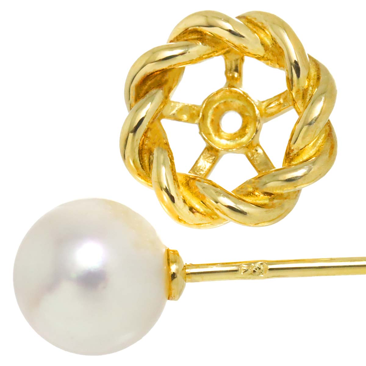 Akoya Pearl 7.2mm Earrings Pierced 18K YG 750