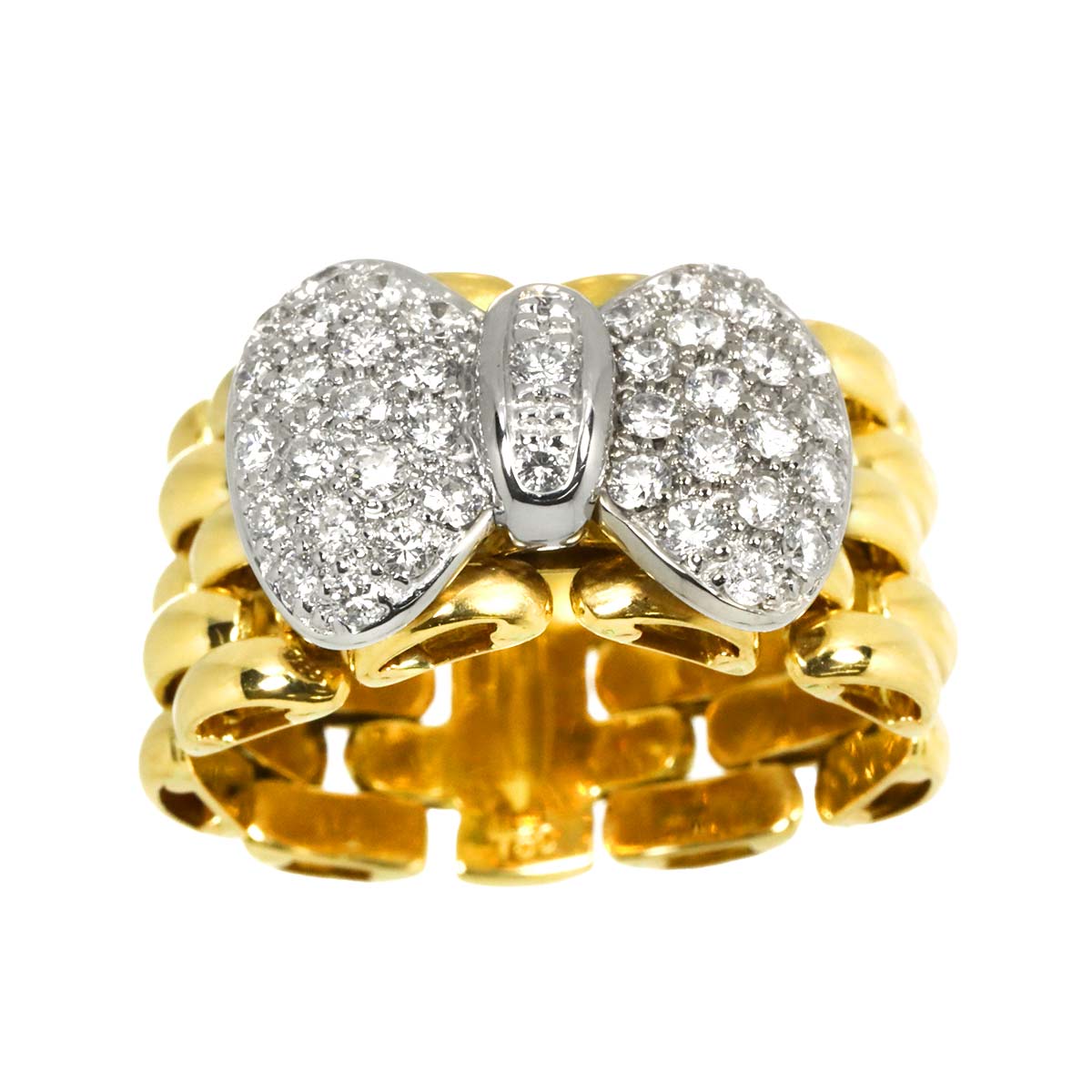 Diamond Ring 18K WG YG 750 size5.5-5.75(US)