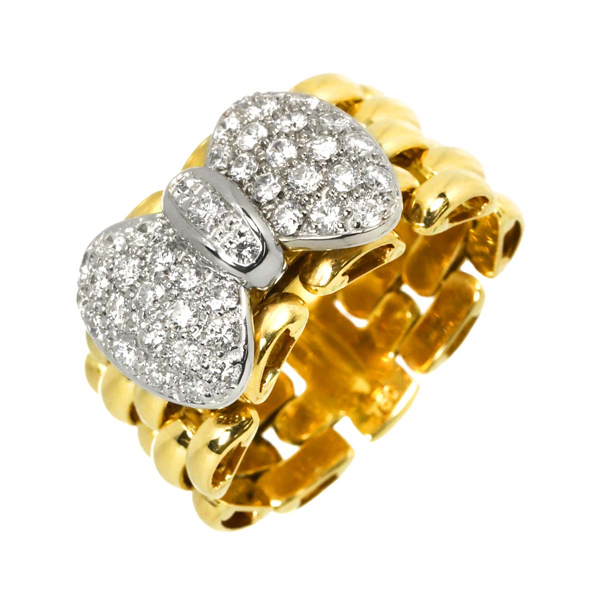Diamond Ring 18K WG YG 750 size5.5-5.75(US)
