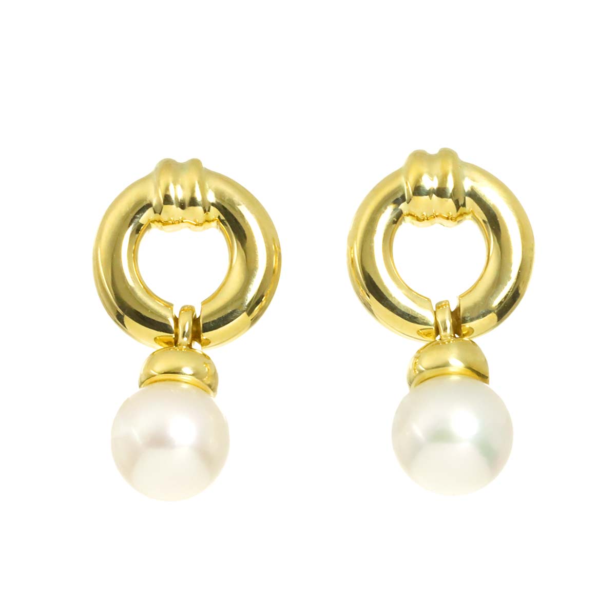 Doornock Akoya Pearl 6.3mm Earrings Pierced 18K YG 750