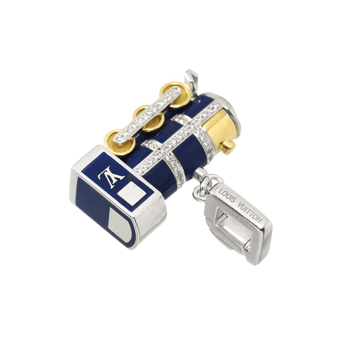 Diamond Enamel Pendant Top 18K WG YG 750