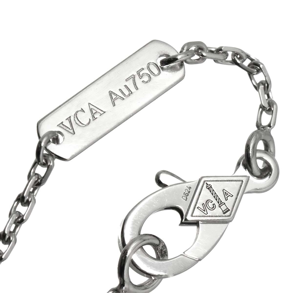 Vintage Alhambra Celadon Green Diamond Necklace 18K WG