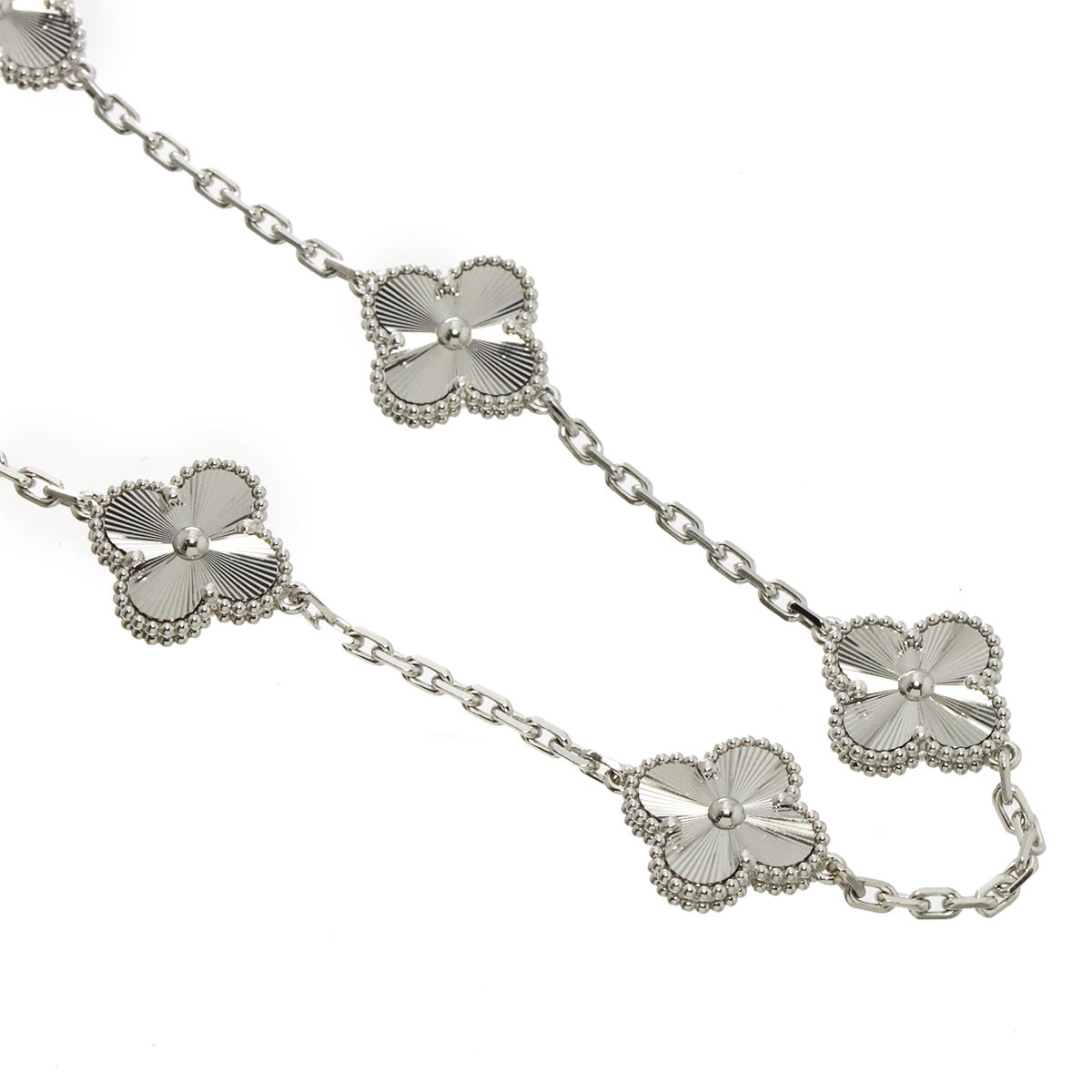 Vintage Alhambra 20P Long Necklace 18K WG 750