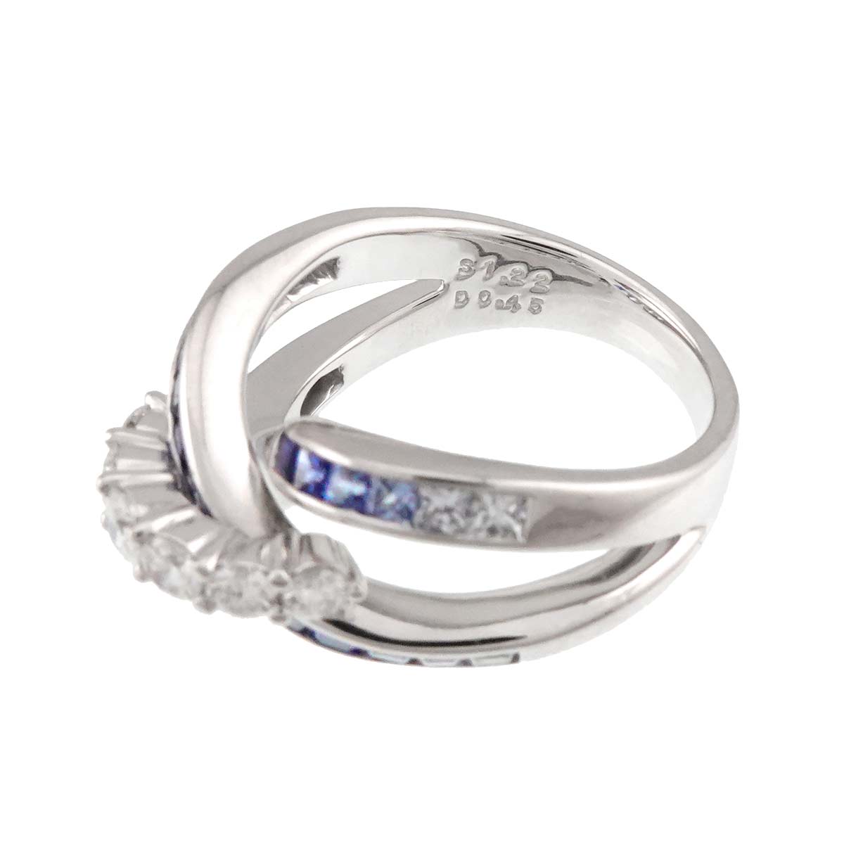Sapphire 1.22ct Diamond 0.45ct Ring 18K WG 750 Size 6(US)