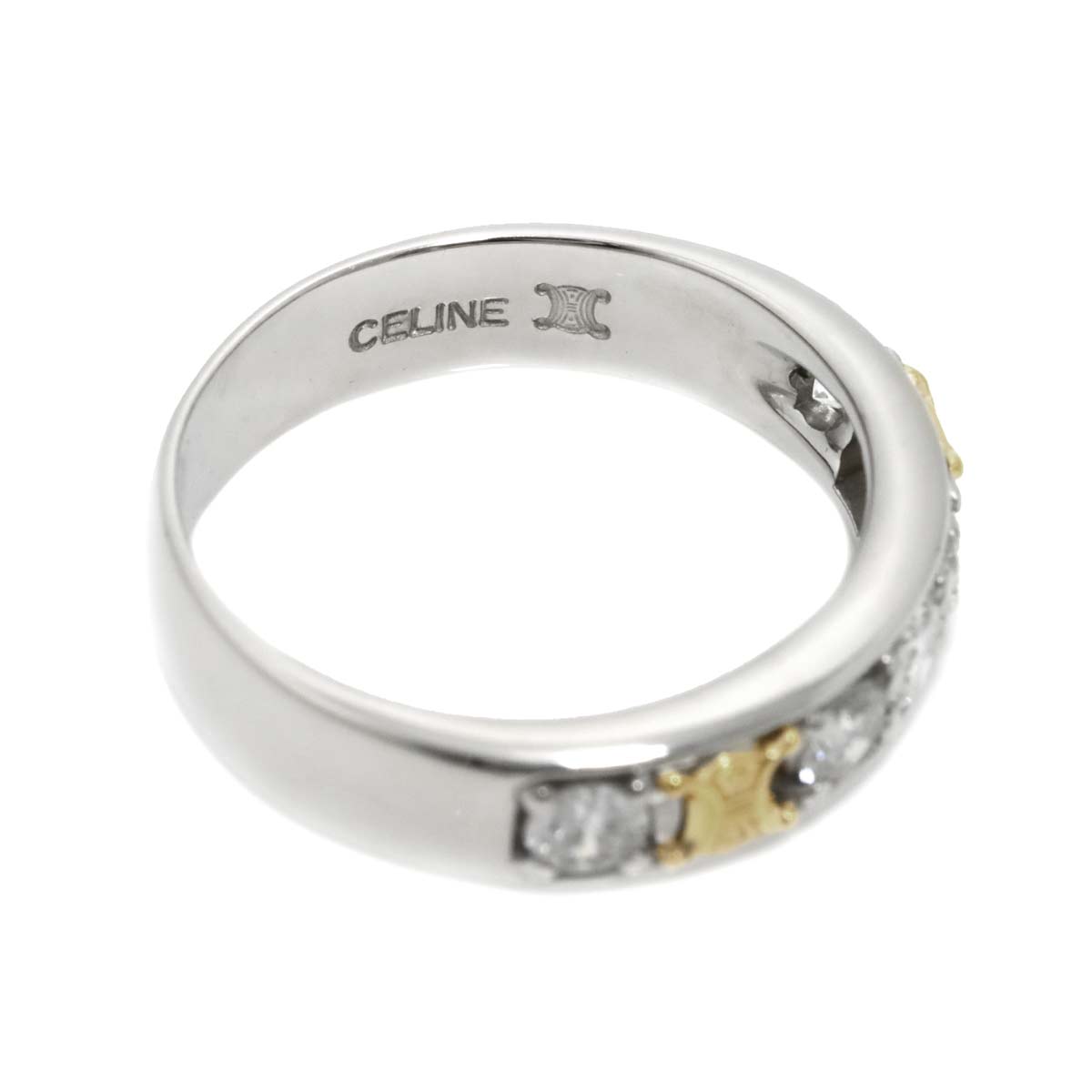 Triomphe Diamond 0.56ct Ring Pt 18K YG 750 size6(US)