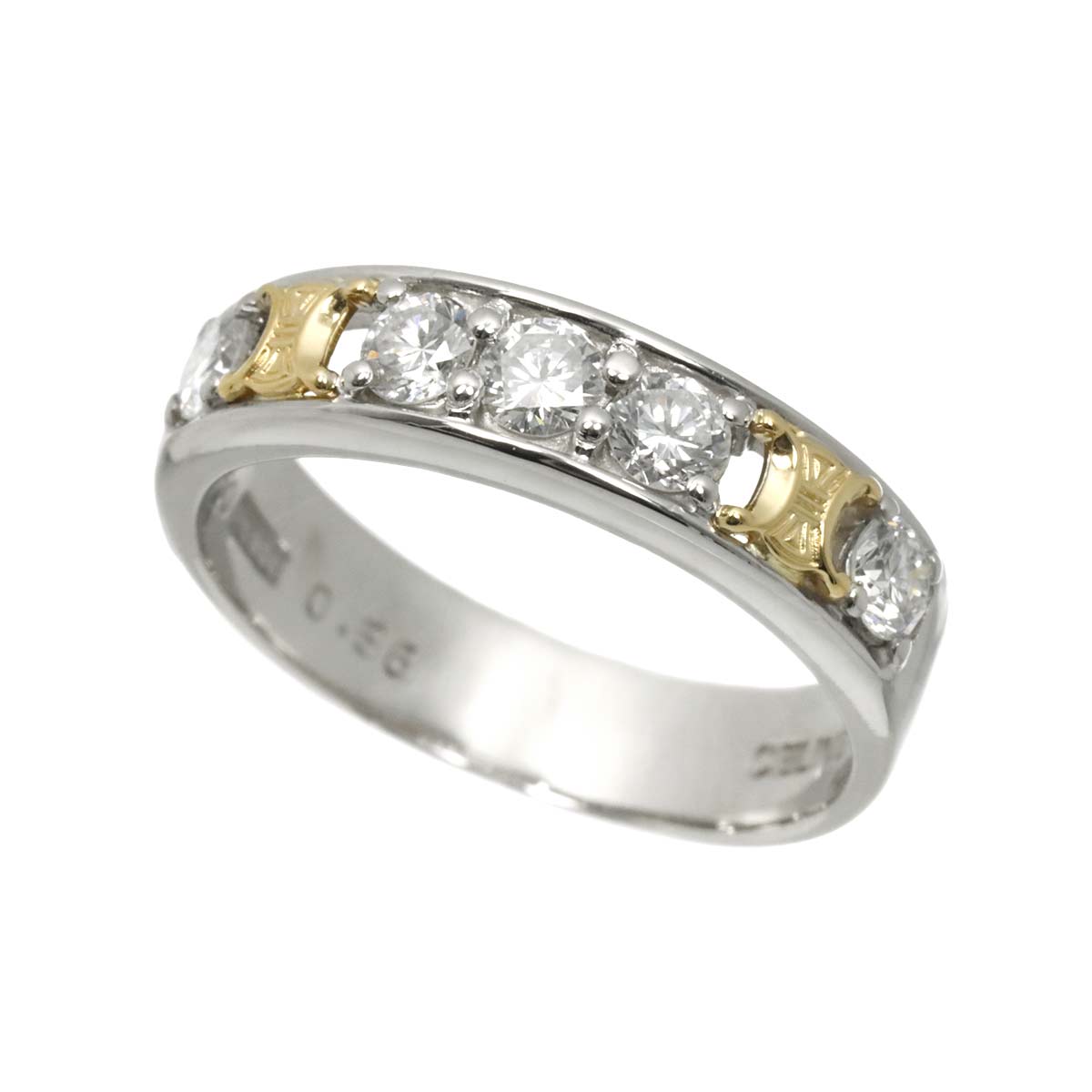 Triomphe Diamond 0.56ct Ring Pt 18K YG 750 size6(US)