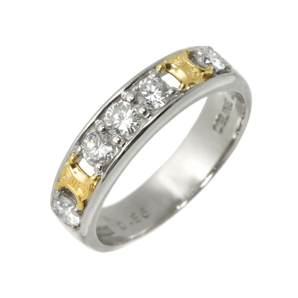 Triomphe Diamond 0.56ct Ring Pt 18K YG 750 size6(US)