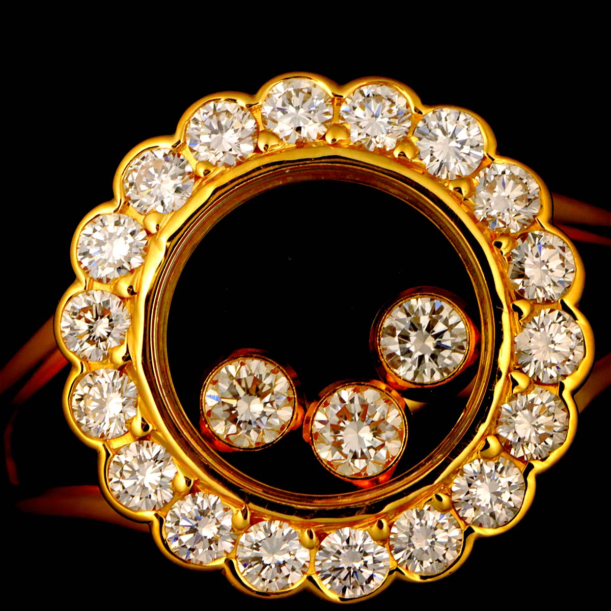 Happy Diamond Ring 18K YG 750 Size5.5-5.75(US)